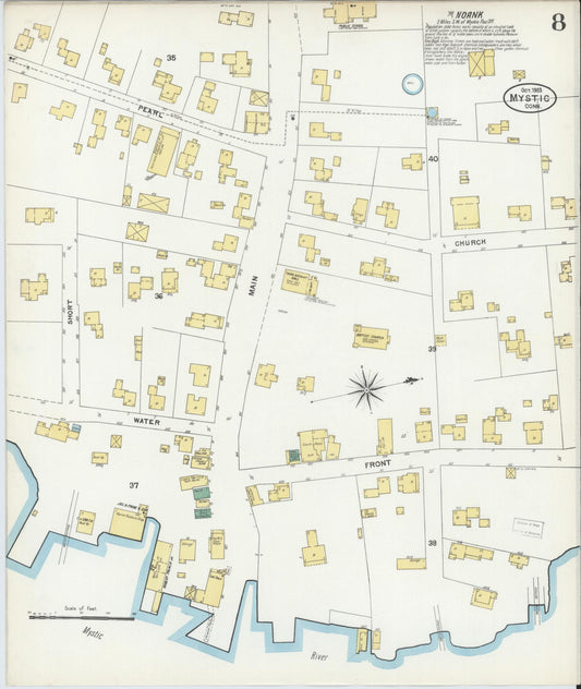 Sanborn Fire Insurance Map from Mystic, New London County, Connecticut (1903), Sheet #0008 - Historic Sanborn Fire Insurance Map Print, vintage old map wall art, antique decor, genealogy gift, Connecticut Connecticut map