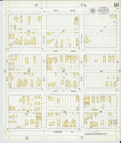 Sanborn Fire Insurance Map from Ashland, Ashland County, Wisconsin (1901), Sheet #0018 - Complete Map Set gallery image, historic Sanborn map, vintage wall art, Wisconsin Wisconsin
