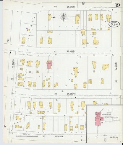 Sanborn Fire Insurance Map from Fargo, Cass County, North Dakota (1901), Sheet #0019 - Complete Map Set gallery image, historic Sanborn map, vintage wall art, North Dakota North Dakota