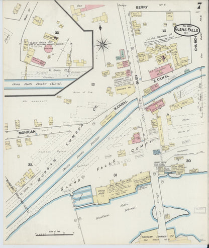 Sanborn Fire Insurance Map from Glens Falls, Warren County, New York (1890), Sheet #0007 - Complete Map Set gallery image, historic Sanborn map, vintage wall art, New York New York
