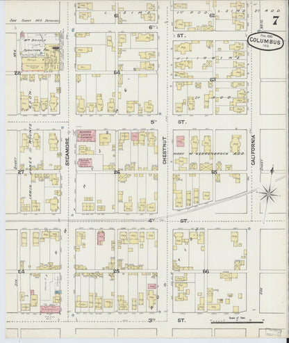 Sanborn Fire Insurance Map from Columbus, Bartholomew County, Indiana (1890), Sheet #0007 - Complete Map Set gallery image, historic Sanborn map, vintage wall art, Indiana Indiana