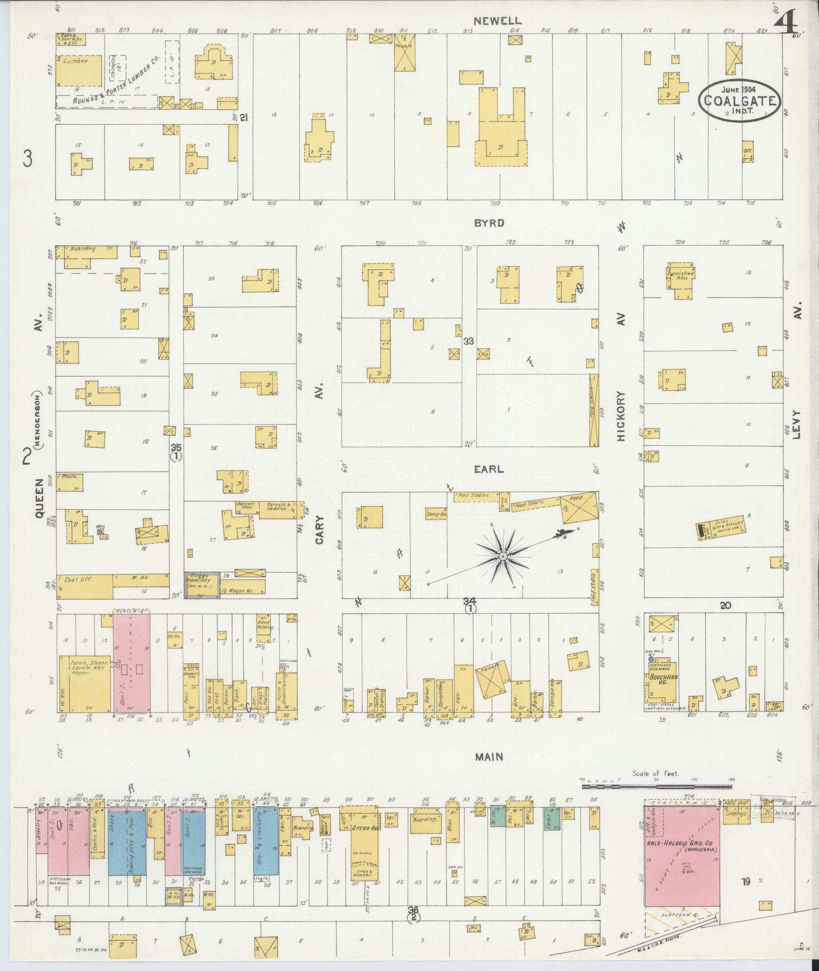 Sanborn Fire Insurance Map from Coalgate, Coal County, Oklahoma (1904), Sheet #0004 - Historic Sanborn Fire Insurance Map Print, vintage old map wall art, antique decor, genealogy gift, Oklahoma Oklahoma map