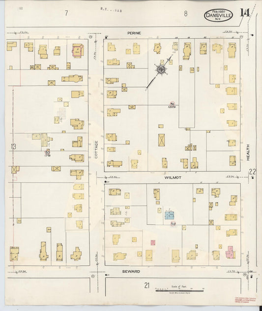 Sanborn Fire Insurance Map from Dansville, Livingston County, New York (1944), Sheet #0014 - Historic Sanborn Fire Insurance Map Print, vintage old map wall art, antique decor, genealogy gift, New York New York map