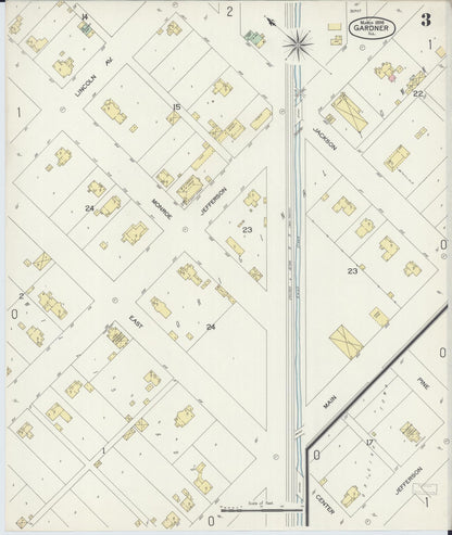 Sanborn Fire Insurance Map from Gardner, Grundy County, Illinois (1898), Sheet #0003 - Complete Map Set gallery image, historic Sanborn map, vintage wall art, Illinois Illinois