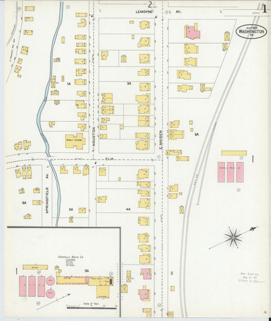 Sanborn Fire Insurance Map from Washington, Washington County, Pennsylvania (1904), Sheet #0001 - Historic Sanborn Fire Insurance Map Print, vintage old map wall art, antique decor, genealogy gift, Pennsylvania Pennsylvania map