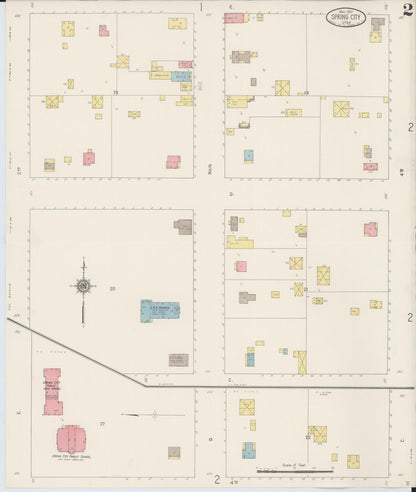 Sanborn Fire Insurance Map from Spring City, Sanpete County, Utah (1917), Sheet #0002 - Complete Map Set gallery image, historic Sanborn map, vintage wall art, Utah Utah