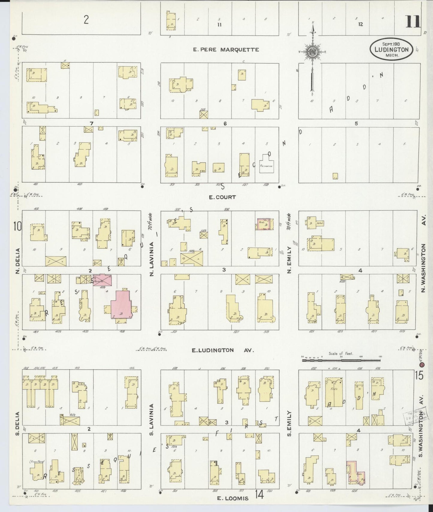 Sanborn Fire Insurance Map from Ludington, Mason County, Michigan (1910), Sheet #0011 - Complete Map Set gallery image, historic Sanborn map, vintage wall art, Michigan Michigan