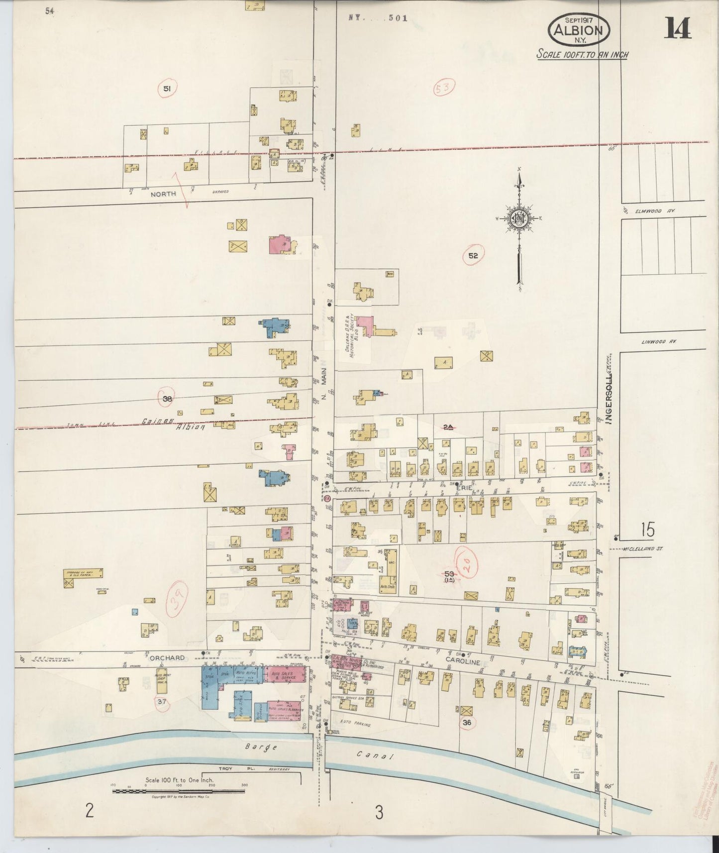 Sanborn Fire Insurance Map from Albion, Orleans County, New York (1941), Sheet #0014 - Complete Map Set gallery image, historic Sanborn map, vintage wall art, New York New York