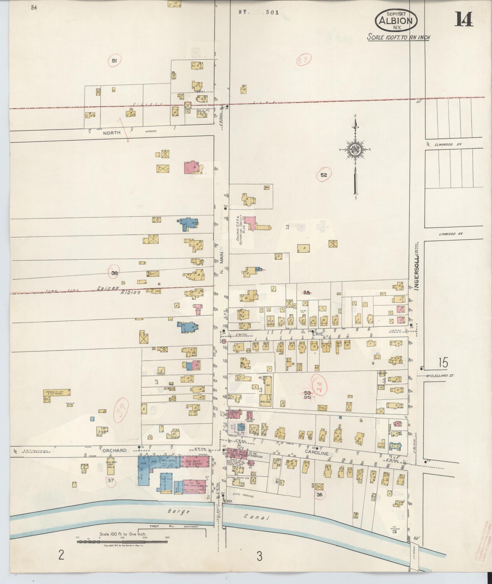 Sanborn Fire Insurance Map from Albion, Orleans County, New York (1941), Sheet #0014 - Complete Map Set gallery image, historic Sanborn map, vintage wall art, New York New York