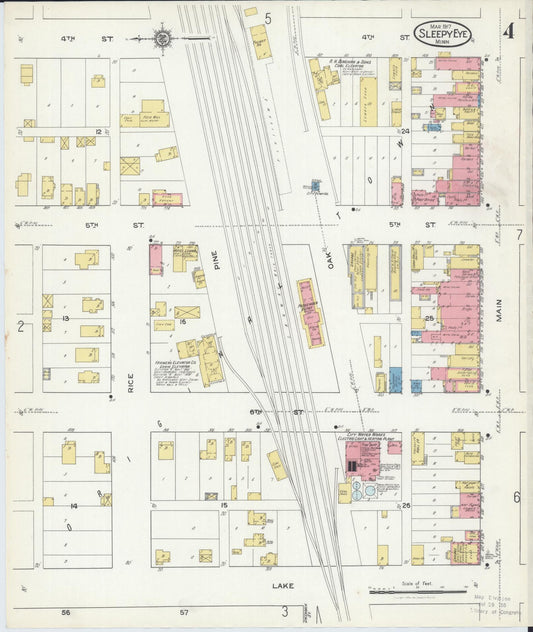 Sanborn Fire Insurance Map from Sleepy Eye, Brown County, Minnesota (1917), Sheet #0004 - Historic Sanborn Fire Insurance Map Print, vintage old map wall art, antique decor, genealogy gift, Minnesota Minnesota map
