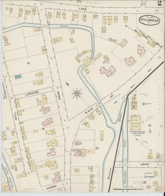 Sanborn Fire Insurance Map from Stillwater, Saratoga County, New York (1887), Sheet #0002 - Historic Sanborn Fire Insurance Map Print, vintage old map wall art, antique decor, genealogy gift, New York New York map