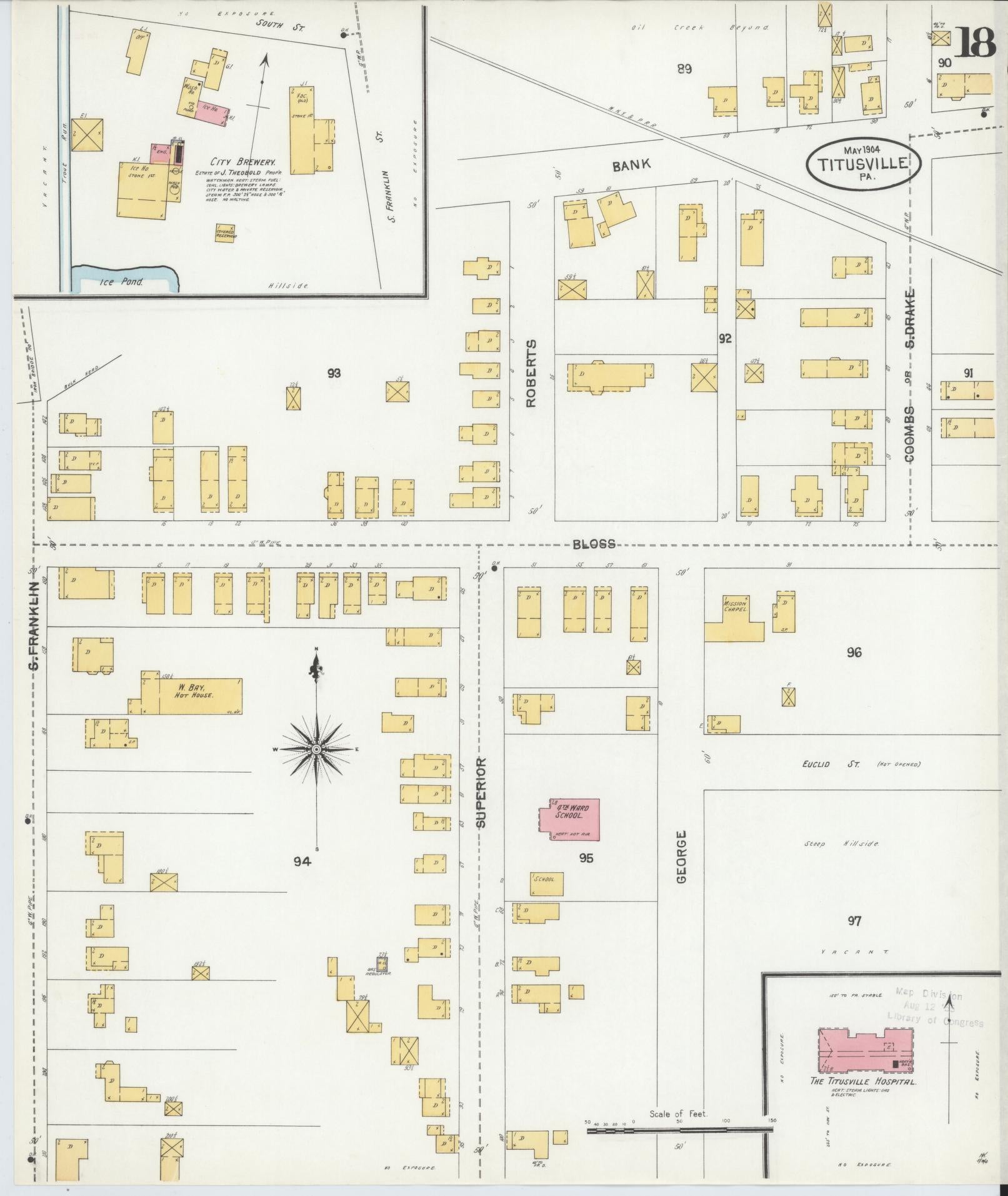 Sanborn Fire Insurance Map from Titusville, Crawford County, Pennsylvania (1904), Sheet #0018 - Complete Map Set gallery image, historic Sanborn map, vintage wall art, Pennsylvania Pennsylvania
