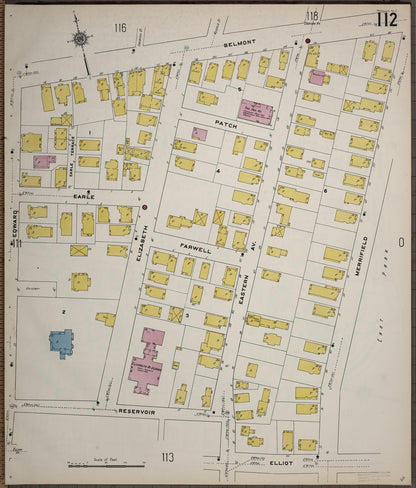 Sanborn Fire Insurance Map from Worcester, Worcester County, Massachusetts (1910), Sheet #0112 - Historic Sanborn Fire Insurance Map Print, vintage old map wall art, antique decor, genealogy gift, Massachusetts Massachusetts map