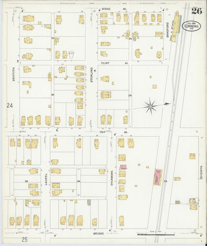 Sanborn Fire Insurance Map from Corning, Steuben County, New York (1908), Sheet #0026 - Complete Map Set gallery image, historic Sanborn map, vintage wall art, New York New York