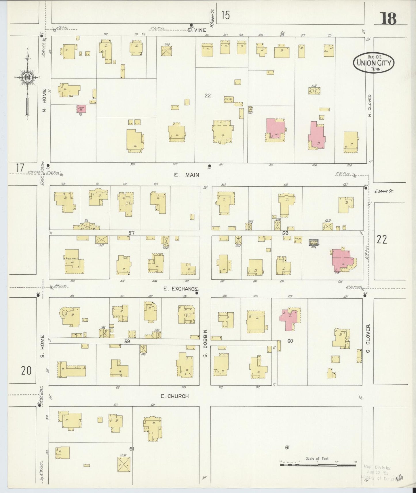 Sanborn Fire Insurance Map from Union City, Obion County, Tennessee (1912), Sheet #0018 - Complete Map Set gallery image, historic Sanborn map, vintage wall art, Tennessee Tennessee