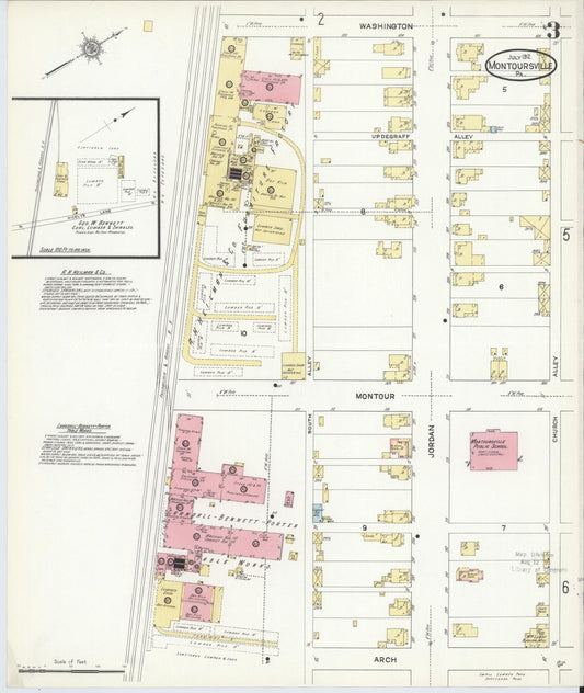 Sanborn Fire Insurance Map from Montoursville, Lycoming County, Pennsylvania (1912), Sheet #0003 - Historic Sanborn Fire Insurance Map Print, vintage old map wall art, antique decor, genealogy gift, Pennsylvania Pennsylvania map