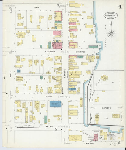 Sanborn Fire Insurance Map from Charlevoix, Charlevoix County, Michigan (1907), Sheet #0004 - Complete Map Set gallery image, historic Sanborn map, vintage wall art, Michigan Michigan