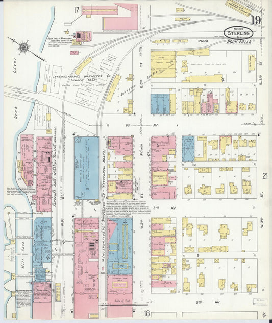 Sanborn Fire Insurance Map from Sterling, Whiteside County, Illinois (1910), Sheet #0019 - Historic Sanborn Fire Insurance Map Print, vintage old map wall art, antique decor, genealogy gift, Illinois Illinois map