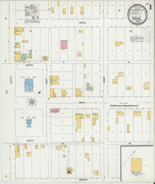 Sanborn Fire Insurance Map from Uvalde, Uvalde County, Texas (1900), Sheet #0001 - Complete Map Set gallery image, historic Sanborn map, vintage wall art, Texas Texas