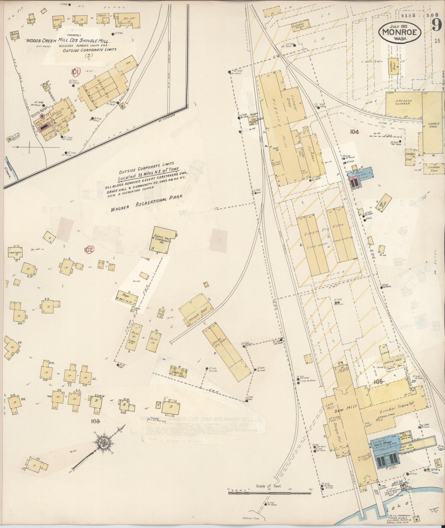 Sanborn Fire Insurance Map from Monroe, Snohomish County, Washington (1942), Sheet #0009 - Complete Map Set gallery image, historic Sanborn map, vintage wall art, Washington Washington