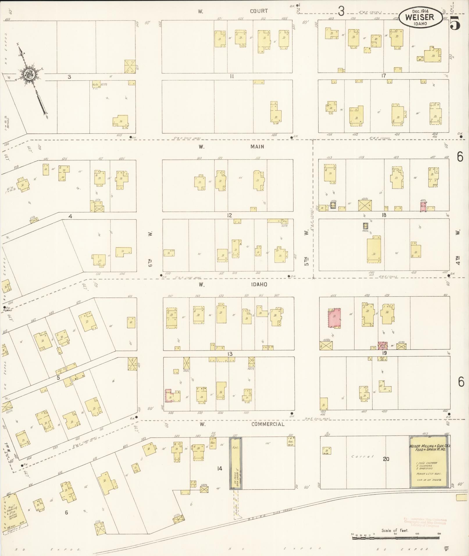 Sanborn Fire Insurance Map from Weiser, Washington County, Idaho (1914), Sheet #0005 - Historic Sanborn Fire Insurance Map Print, vintage old map wall art, antique decor, genealogy gift, Idaho Idaho map