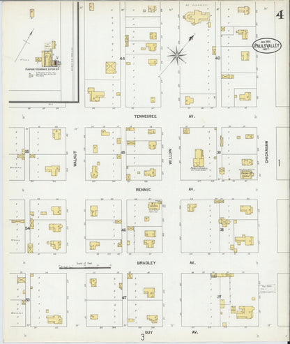 Sanborn Fire Insurance Map from Pauls Valley, Garvin County, Oklahoma (1902), Sheet #0004 - Complete Map Set gallery image, historic Sanborn map, vintage wall art, Oklahoma Oklahoma