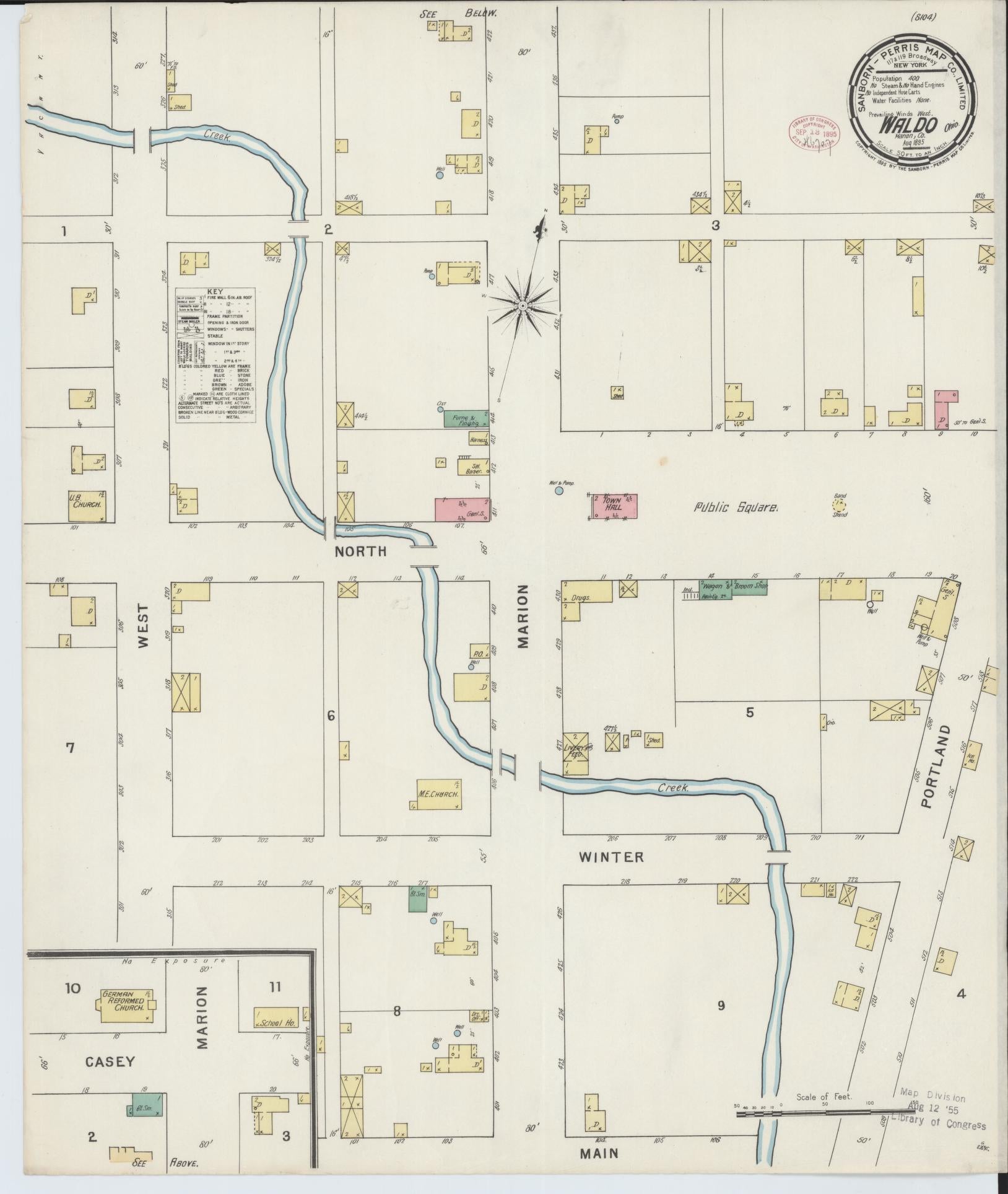 Sanborn Fire Insurance Map from Waldo, Marion County, Ohio (1895), Sheet #0001 - Historic Sanborn Fire Insurance Map Print, vintage old map wall art, antique decor, genealogy gift, Ohio Ohio map