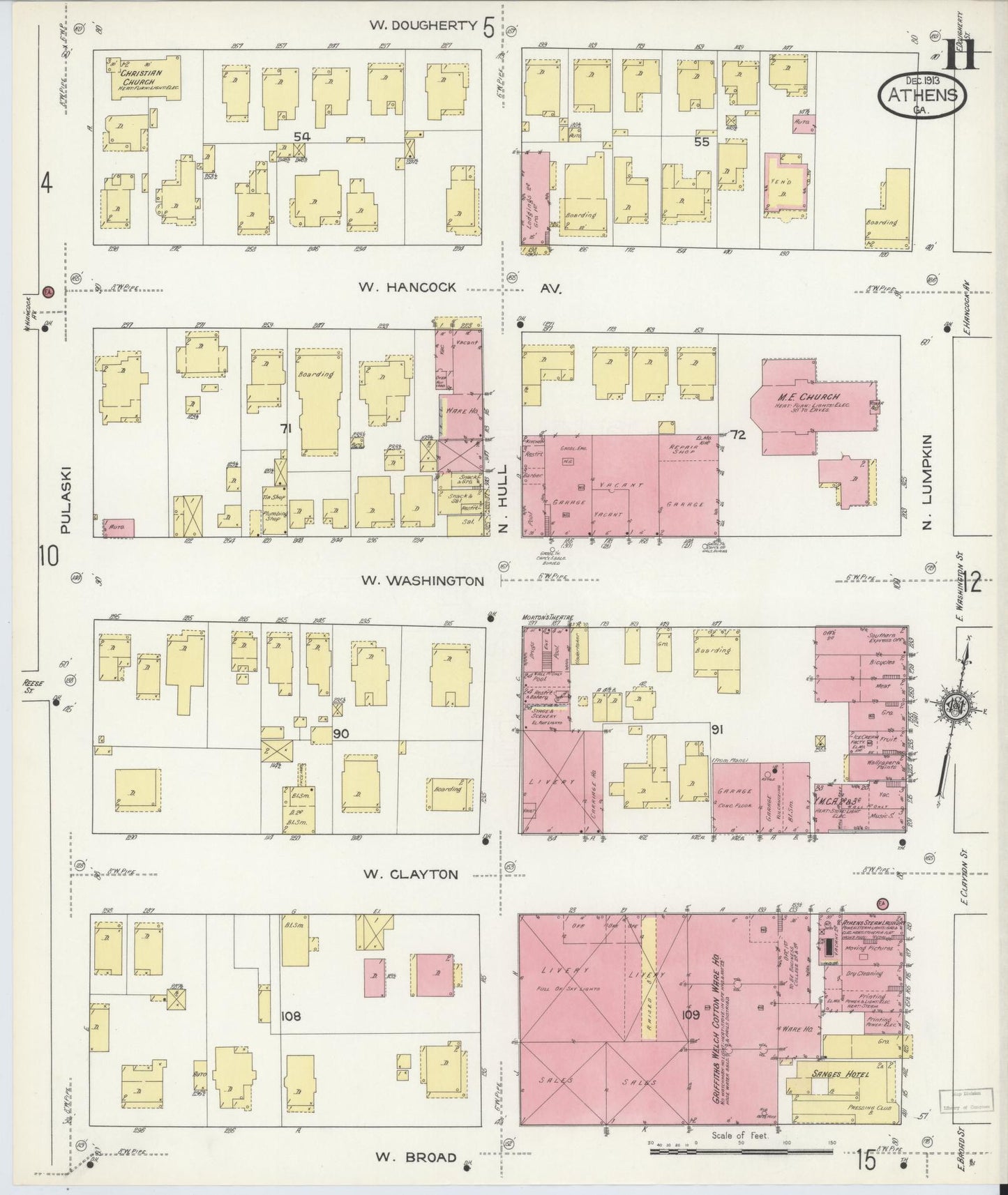 Sanborn Fire Insurance Map from Athens, Clarke County, Georgia (1913), Sheet #0011 - Complete Map Set gallery image, historic Sanborn map, vintage wall art, Georgia Georgia