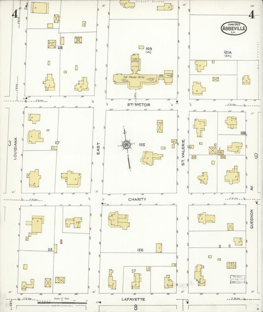Sanborn Fire Insurance Map from Abbeville, Vermilion Parish, Louisiana (1923), Sheet #0004 - Historic Sanborn Fire Insurance Map Print, vintage old map wall art, antique decor, genealogy gift, Louisiana Louisiana map