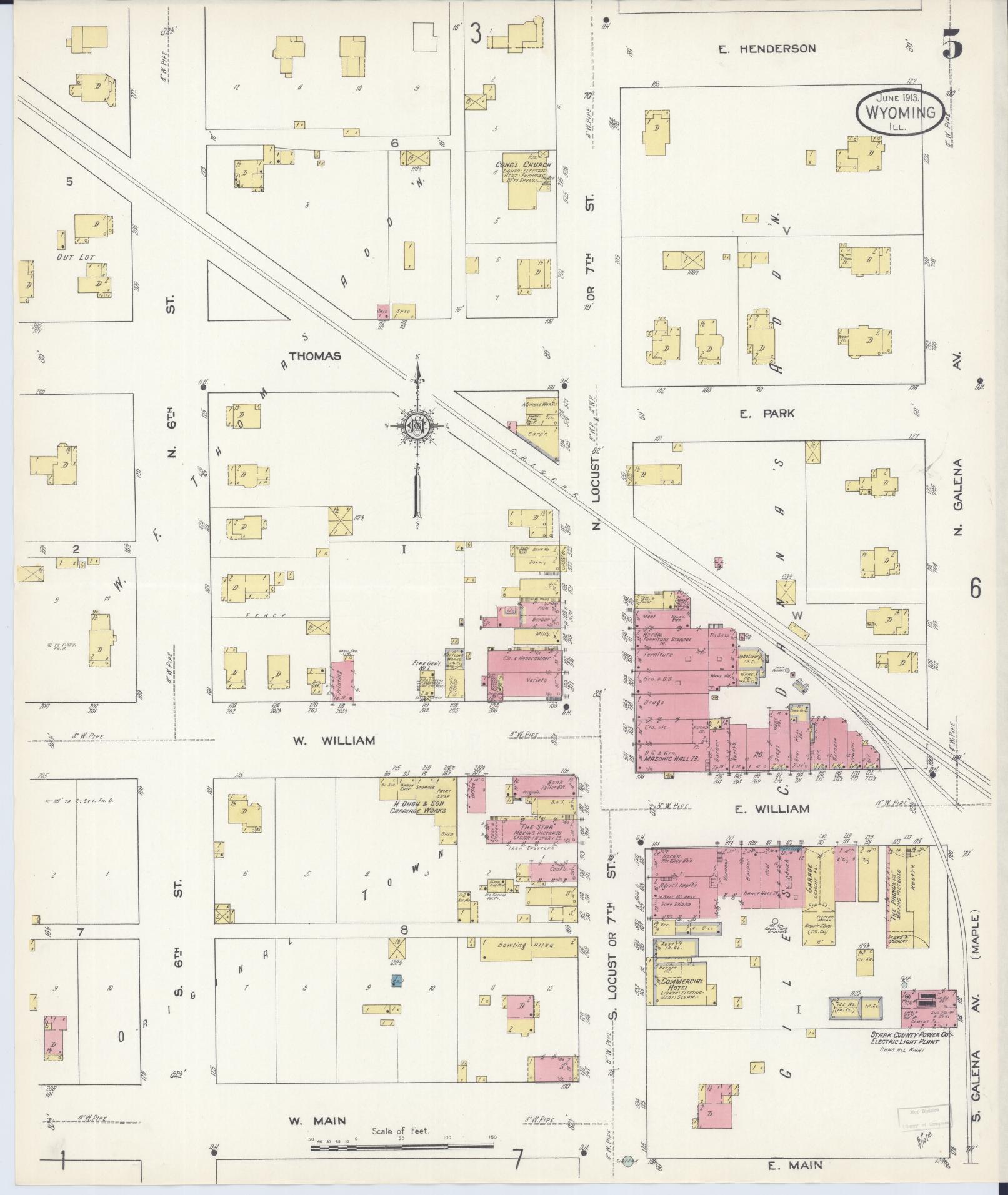 Sanborn Fire Insurance Map from Wyoming, Stark County, Illinois (1913), Sheet #0005 - Complete Map Set gallery image, historic Sanborn map, vintage wall art, Illinois Illinois