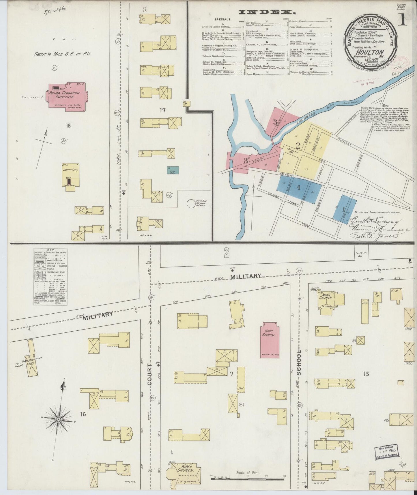 Sanborn Fire Insurance Map from Houlton, Aroostook County, Maine. (1894) – Historic Sanborn Fire Insurance Map Print