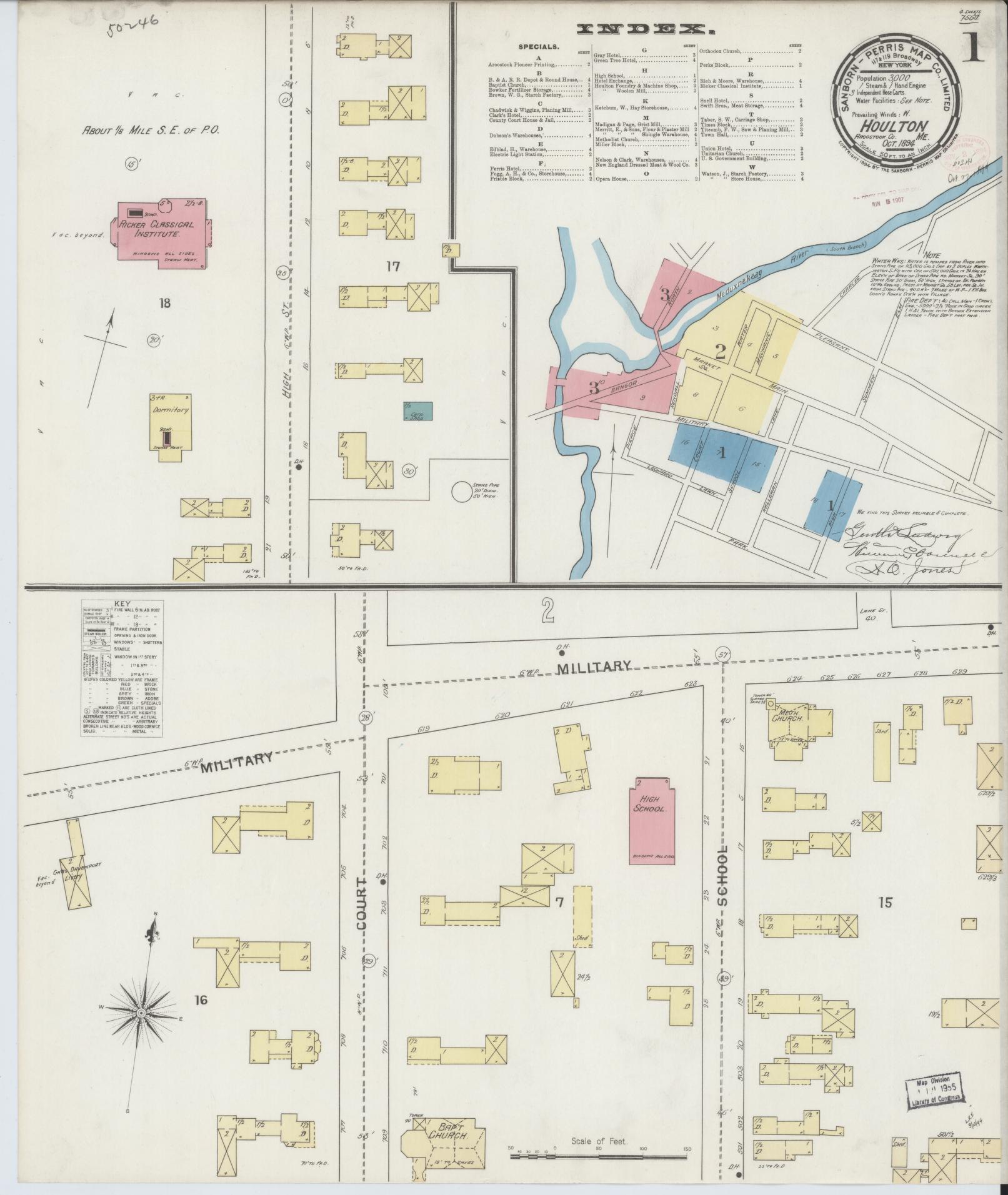 Sanborn Fire Insurance Map from Houlton, Aroostook County, Maine. (1894) – Historic Sanborn Fire Insurance Map Print