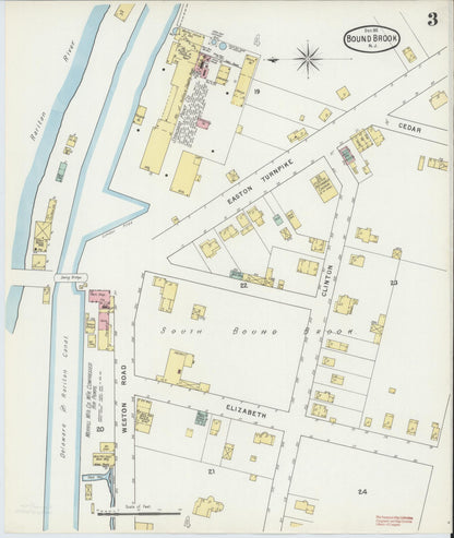 Sanborn Fire Insurance Map from Bound Brook, Somerset County, New Jersey (1895), Sheet #0003 - Historic Sanborn Fire Insurance Map Print, vintage old map wall art, antique decor, genealogy gift, New Jersey New Jersey map