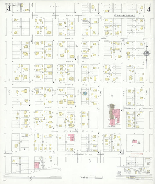 Sanborn Fire Insurance Map from Broken Bow, Custer County, Nebraska (1943), Sheet #0004 - Historic Sanborn Fire Insurance Map Print, vintage old map wall art, antique decor, genealogy gift, Nebraska Nebraska map