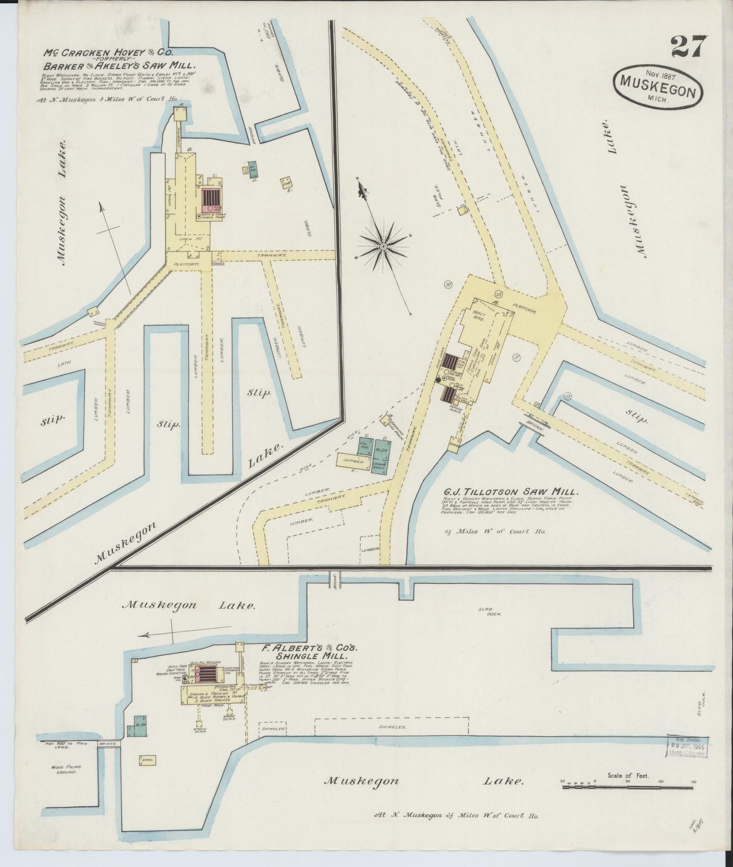Sanborn Fire Insurance Map from Muskegon, Muskegon County, Michigan (1887), Sheet #0027 - Complete Map Set gallery image, historic Sanborn map, vintage wall art, Michigan Michigan