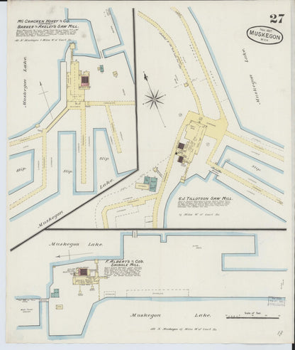Sanborn Fire Insurance Map from Muskegon, Muskegon County, Michigan (1887), Sheet #0027 - Complete Map Set gallery image, historic Sanborn map, vintage wall art, Michigan Michigan