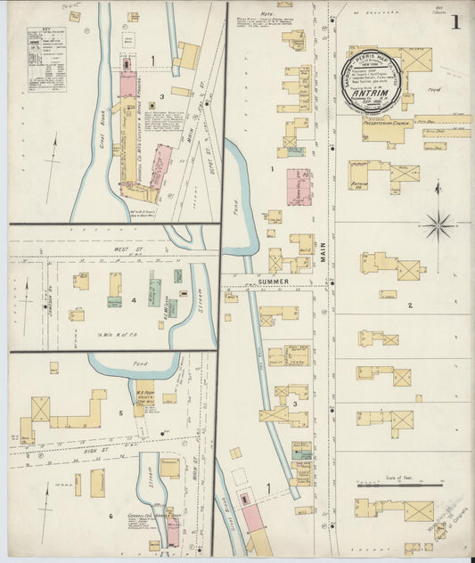 Sanborn Fire Insurance Map from Antrim, Hillsborough County, New Hampshire (1896), Sheet #0001 - Complete Map Set gallery image, historic Sanborn map, vintage wall art, New Hampshire New Hampshire