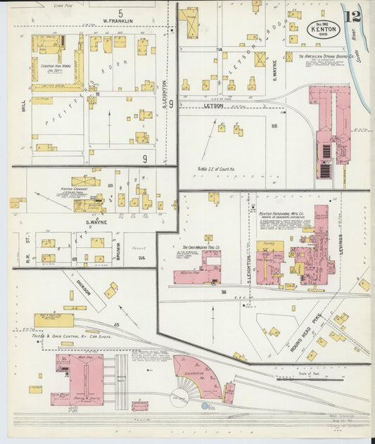 Sanborn Fire Insurance Map from Kenton, Hardin County, Ohio (1902), Sheet #0012 - Historic Sanborn Fire Insurance Map Print, vintage old map wall art, antique decor, genealogy gift, Ohio Ohio map