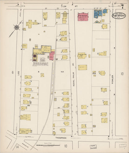 Sanborn Fire Insurance Map from Fort Myers, Lee County, Florida (1922), Sheet #0007 - Complete Map Set gallery image, historic Sanborn map, vintage wall art, Florida Florida