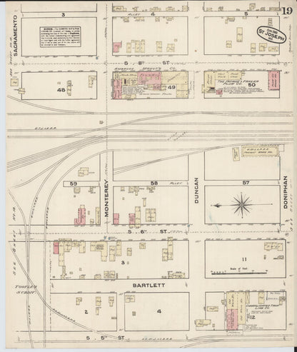 Sanborn Fire Insurance Map from Saint Joseph, Buchanan County, Missouri (1883), Sheet #0019 - Complete Map Set gallery image, historic Sanborn map, vintage wall art, Missouri Missouri
