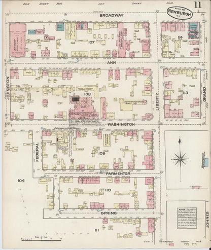 Sanborn Fire Insurance Map from Newburgh, Orange County, New York (1884), Sheet #0011 - Complete Map Set gallery image, historic Sanborn map, vintage wall art, New York New York