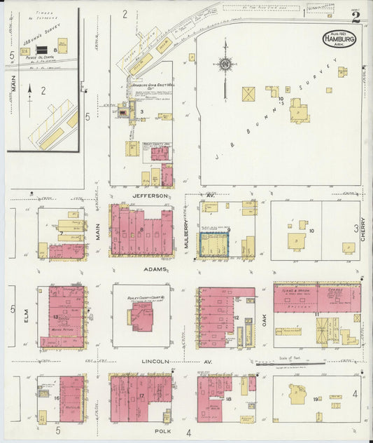 Sanborn Fire Insurance Map from Hamburg, Ashley County, Arkansas (1921), Sheet #0002 - Historic Sanborn Fire Insurance Map Print, vintage old map wall art, antique decor, genealogy gift, Arkansas Arkansas map