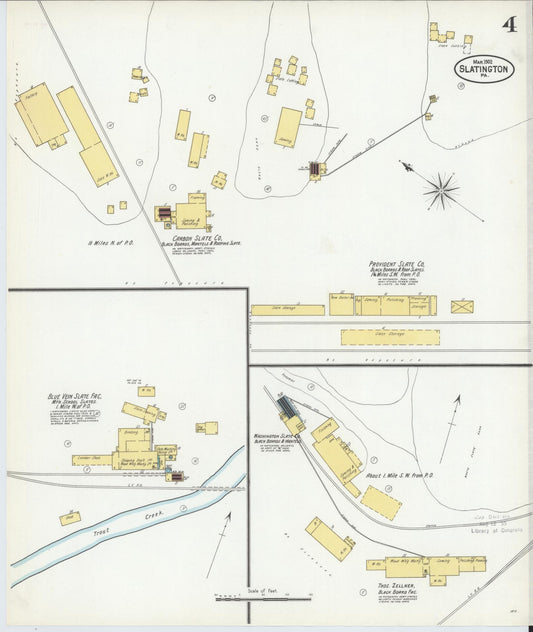 Sanborn Fire Insurance Map from Slatington, Lehigh County, Pennsylvania (1902), Sheet #0004 - Historic Sanborn Fire Insurance Map Print, vintage old map wall art, antique decor, genealogy gift, Pennsylvania Pennsylvania map
