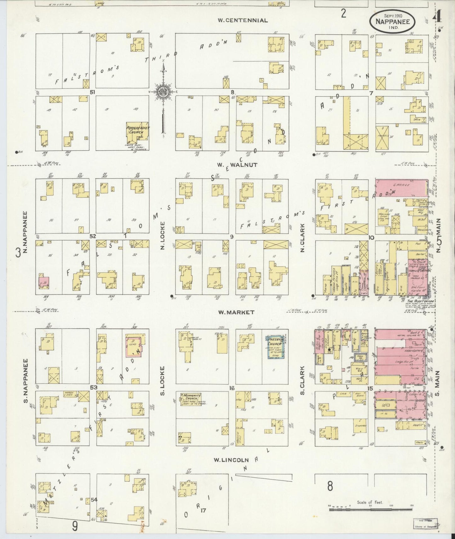 Sanborn Fire Insurance Map from Nappanee, Elkhart County, Indiana (1910), Sheet #0004 - Historic Sanborn Fire Insurance Map Print, vintage old map wall art, antique decor, genealogy gift, Indiana Indiana map