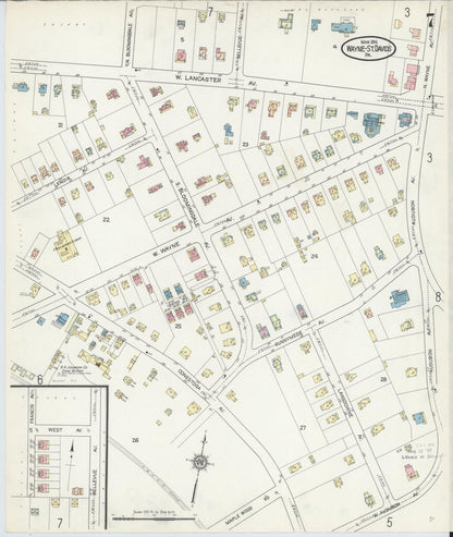 Sanborn Fire Insurance Map from Wayne, Delaware County, Pennsylvania (1914), Sheet #0007 - Historic Sanborn Fire Insurance Map Print, vintage old map wall art, antique decor, genealogy gift, Pennsylvania Pennsylvania map