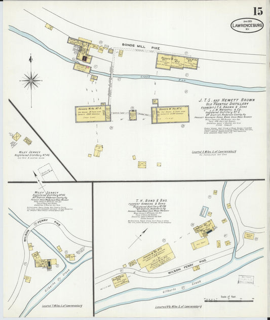 Sanborn Fire Insurance Map from Lawrenceburg, Anderson County, Kentucky (1909), Sheet #0015 - Historic Sanborn Fire Insurance Map Print, vintage old map wall art, antique decor, genealogy gift, Kentucky Kentucky map