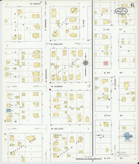 Sanborn Fire Insurance Map from Austin, Mower County, Minnesota (1910), Sheet #0006 - Historic Sanborn Fire Insurance Map Print, vintage old map wall art, antique decor, genealogy gift, Minnesota Minnesota map