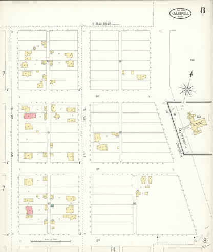 Sanborn Fire Insurance Map from Kalispell, Flathead County, Montana (1899), Sheet #0008 - Complete Map Set gallery image, historic Sanborn map, vintage wall art, Montana Montana