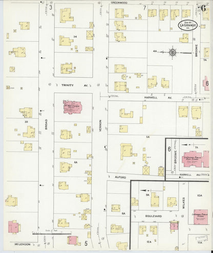Sanborn Fire Insurance Map from La Grange, Troup County, Georgia (1911), Sheet #0006 - Complete Map Set gallery image, historic Sanborn map, vintage wall art, Georgia Georgia