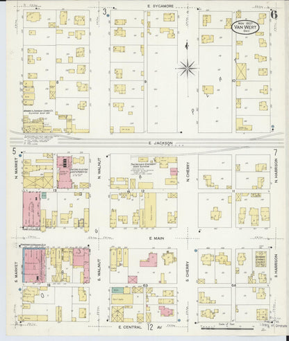 Sanborn Fire Insurance Map from Van Wert, Van Wert County, Ohio (1907), Sheet #0006 - Complete Map Set gallery image, historic Sanborn map, vintage wall art, Ohio Ohio